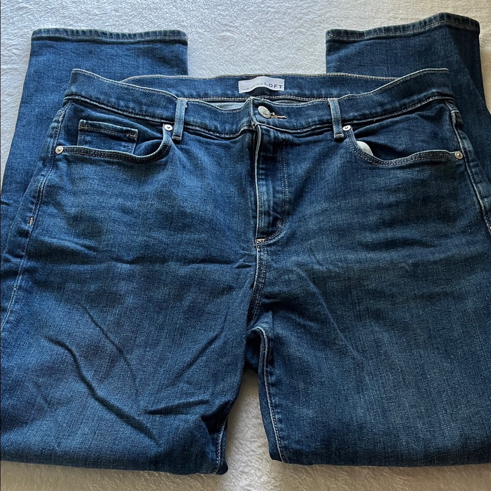 LOFT Dark Blue Straight Leg Jeans